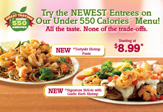 Under 550 Calories Entrees